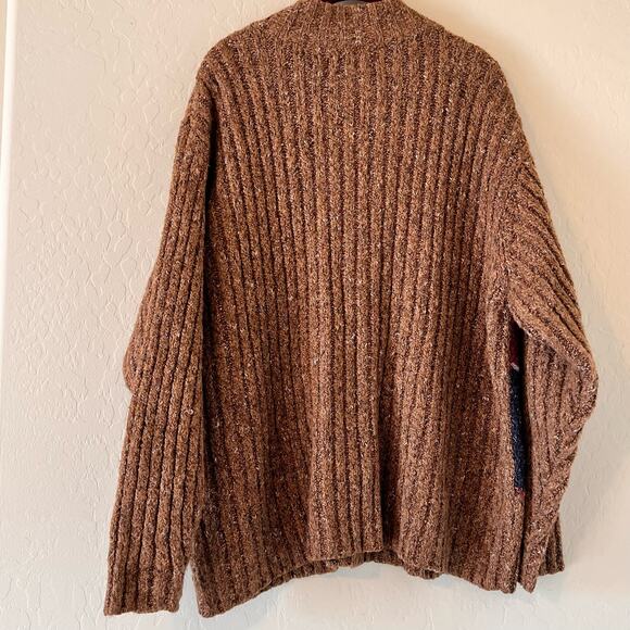 Vintage 90s Women’s Chunky Cardigan Grandpa Sweater DRESSBARN Patchwork Sz 18/20 - Picture 3 of 6